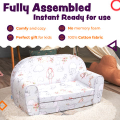 DELSIT Toddler Couch & Kids Sofa - Flip Open Double Sofa - Bunny