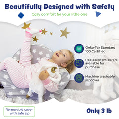 DELSIT Toddler Chair & Kids Armchair with Removable Cover - Gray with Stars