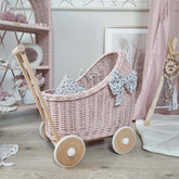 Pink W/ Ecru Bow & Bedding Doll Stroller
