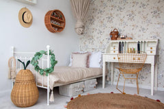 WIKLIBOX Rattan Wall Floating Shelf - Round Natural Rattan