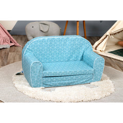 DELSIT Toddler Couch & Kids Sofa - Flip Open Double Sofa - Mint Cubes