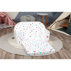DELSIT Toddler Couch & Kids Sofa - Flip Open Double Sofa - White With Stars