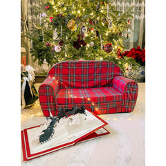 DELSIT Toddler Couch & Kids Sofa - Flip Open Double Sofa - Red Plaid