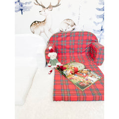 DELSIT Toddler Couch & Kids Sofa - Flip Open Double Sofa - Red Plaid