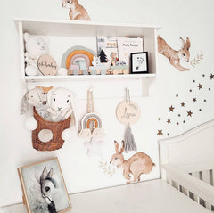 WIKLIBOX Rattan Wall Hanging Basket - Natural Wicker With Ivory-Beige Pompoms