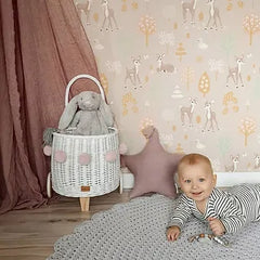 WIKLIBOX Rattan Pully Toy Basket - White Color - Wicker Luggy Toy Storage