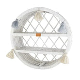 WIKLIBOX Rattan Wall Floating Shelf - Round Natural Rattan