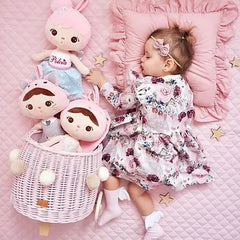 WIKLIBOX Rattan Pully Toy Basket - Pink Color - Wicker Luggy Toy Storage