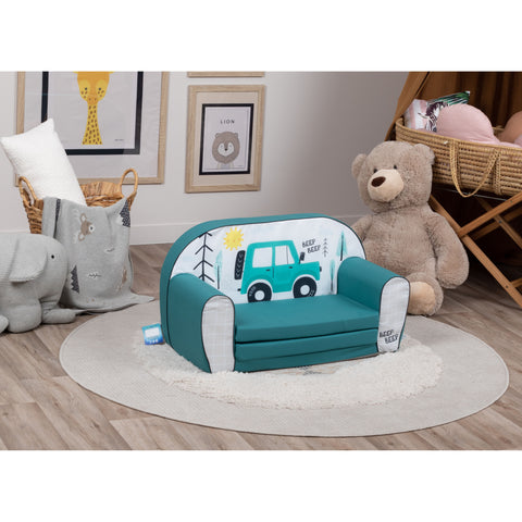 DELSIT Toddler Couch & Kids Sofa - Flip Open Double Sofa - Off Road Explorer