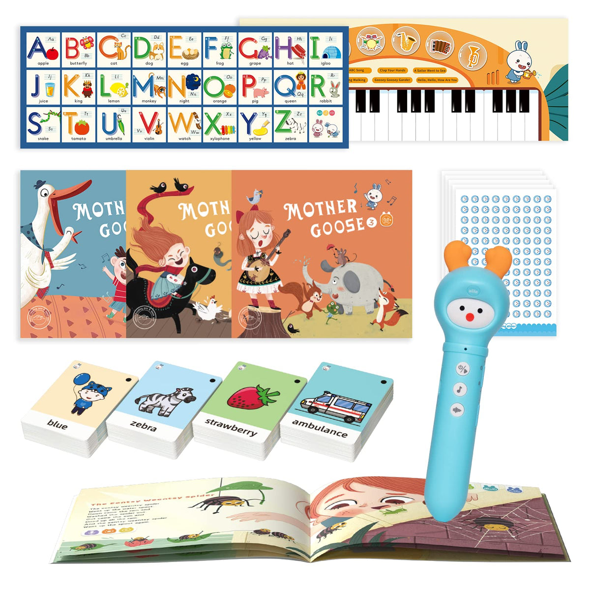 Alilo D3C Early Educational Talking Pen - Learn to Read, Interactive Books, 100 ABC Flashcards & More