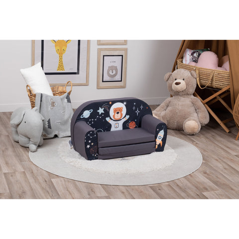 DELSIT Toddler Couch & Kids Sofa - Flip Open Double Sofa - Astronaut Bear