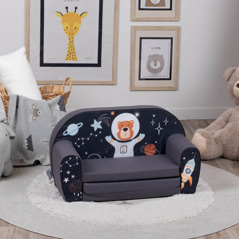 DELSIT Toddler Couch & Kids Sofa - Flip Open Double Sofa - Astronaut Bear