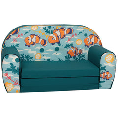 DELSIT Toddler Couch & Kids Sofa - Flip Open Double Sofa - Clown Fish