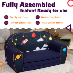 DELSIT Toddler Couch & Kids Sofa - Flip Open Double Sofa - Cosmos