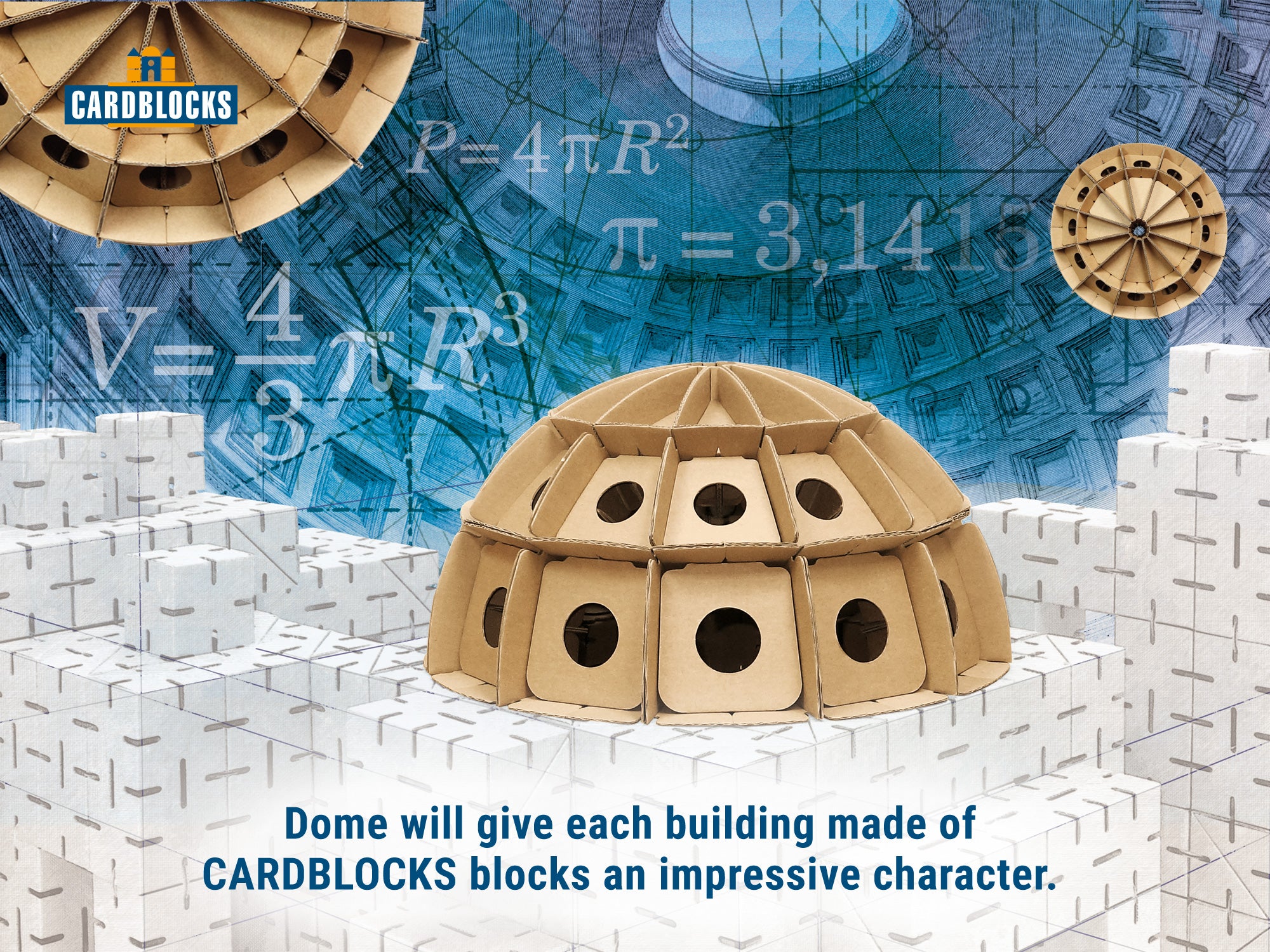 Cardblocks Construction Blocks Set - Biuld, Create, Paint. Dome