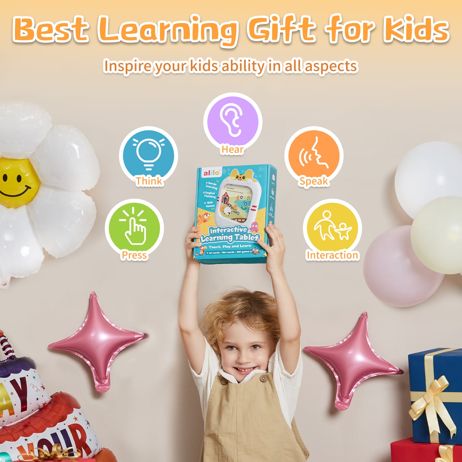 Alilo Q1 Logical Thinking Learning Tablet - 47 Talking Flash Cards with 4 Kinds of Play Modes and Progressive Difficulty - No Electronic Screen