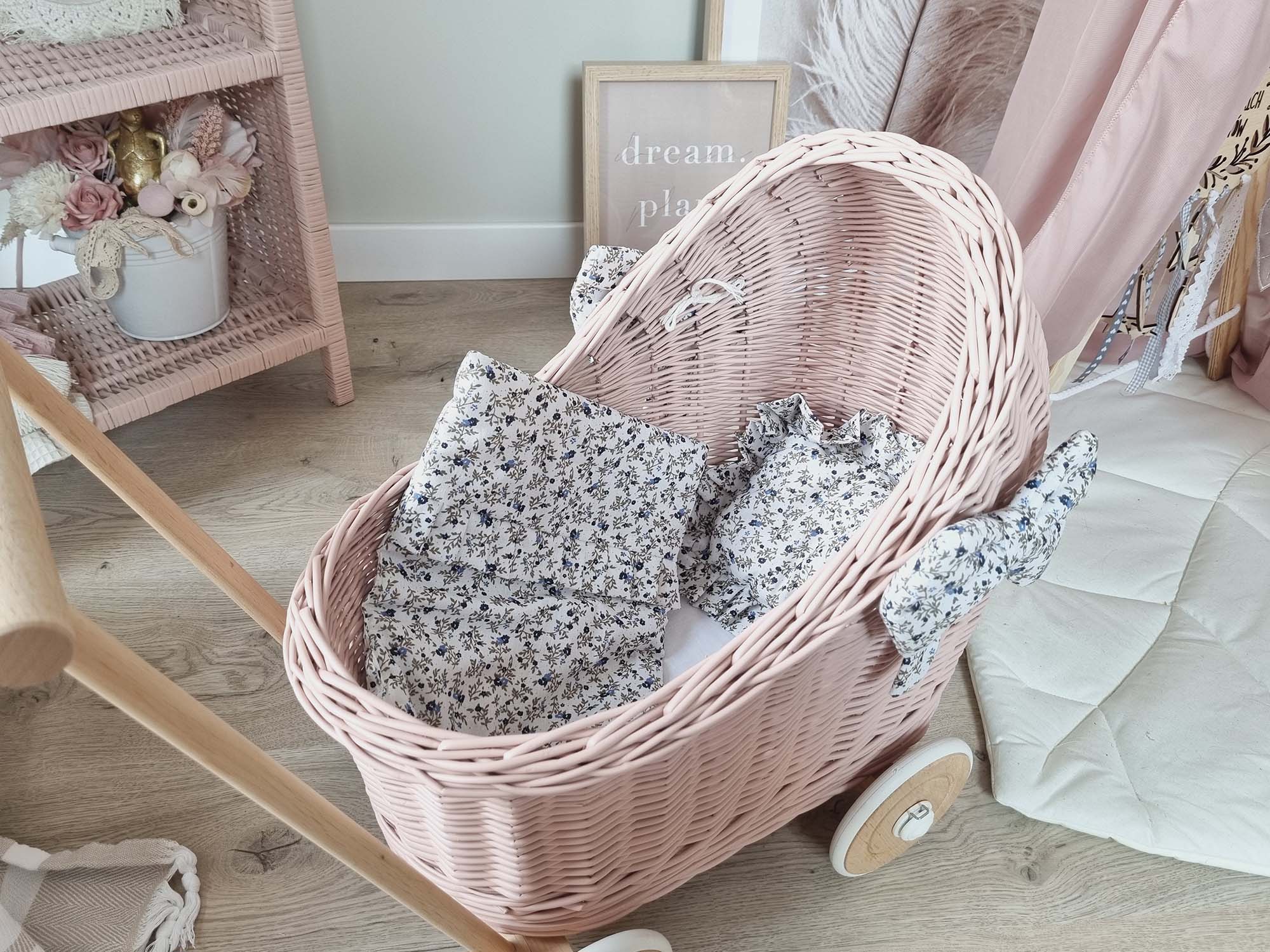 WIKLIBOX Rattan Baby Doll Stroller