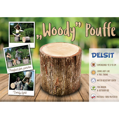 Delsit Woody Pouffe - Outdoor-Indoor Pouf, Looks Like A Tree Trunk