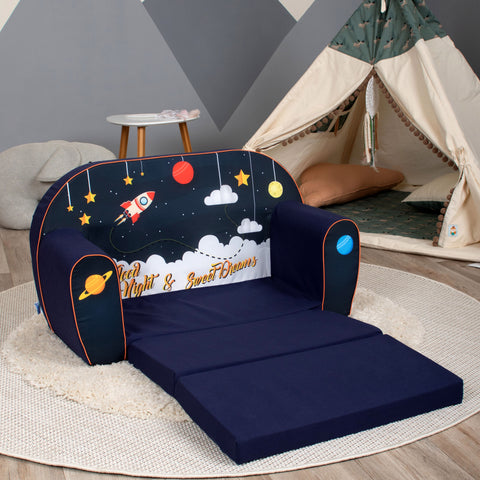 DELSIT Toddler Couch & Kids Sofa - Flip Open Double Sofa - Cosmos