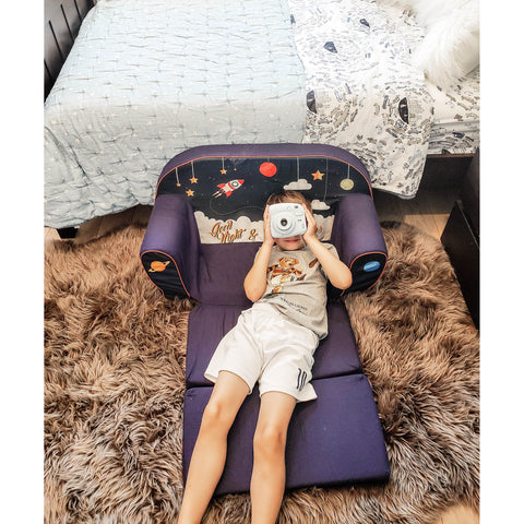 DELSIT Toddler Couch & Kids Sofa - Flip Open Double Sofa - Cosmos