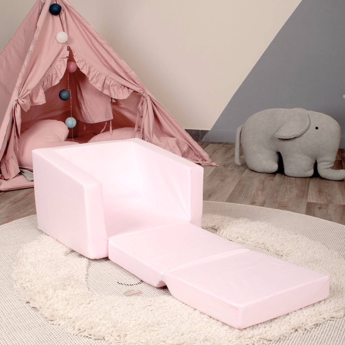DELSIT Toddler Chair & Kids Sofa - Flip Open Foam Single Sofa - Ballerina Bunny