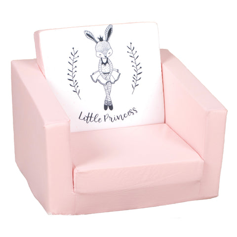 DELSIT Toddler Chair & Kids Sofa - Flip Open Foam Single Sofa - Ballerina Bunny