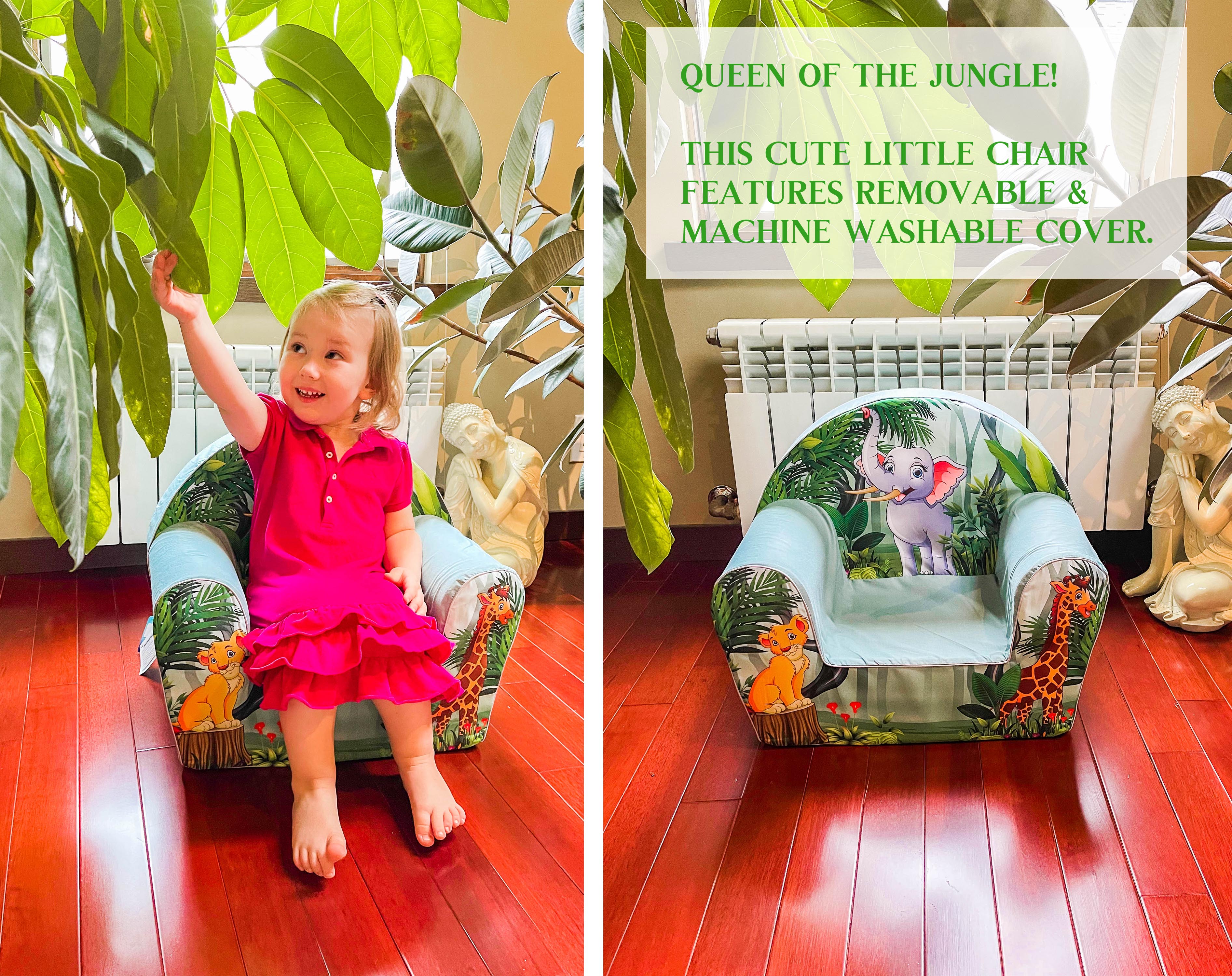 DELSIT Toddler Couch & Kids Sofa - Flip Open Double Sofa – Adorable Elephant