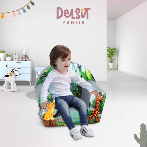 DELSIT Toddler Couch & Kids Sofa - Flip Open Double Sofa – Adorable Elephant
