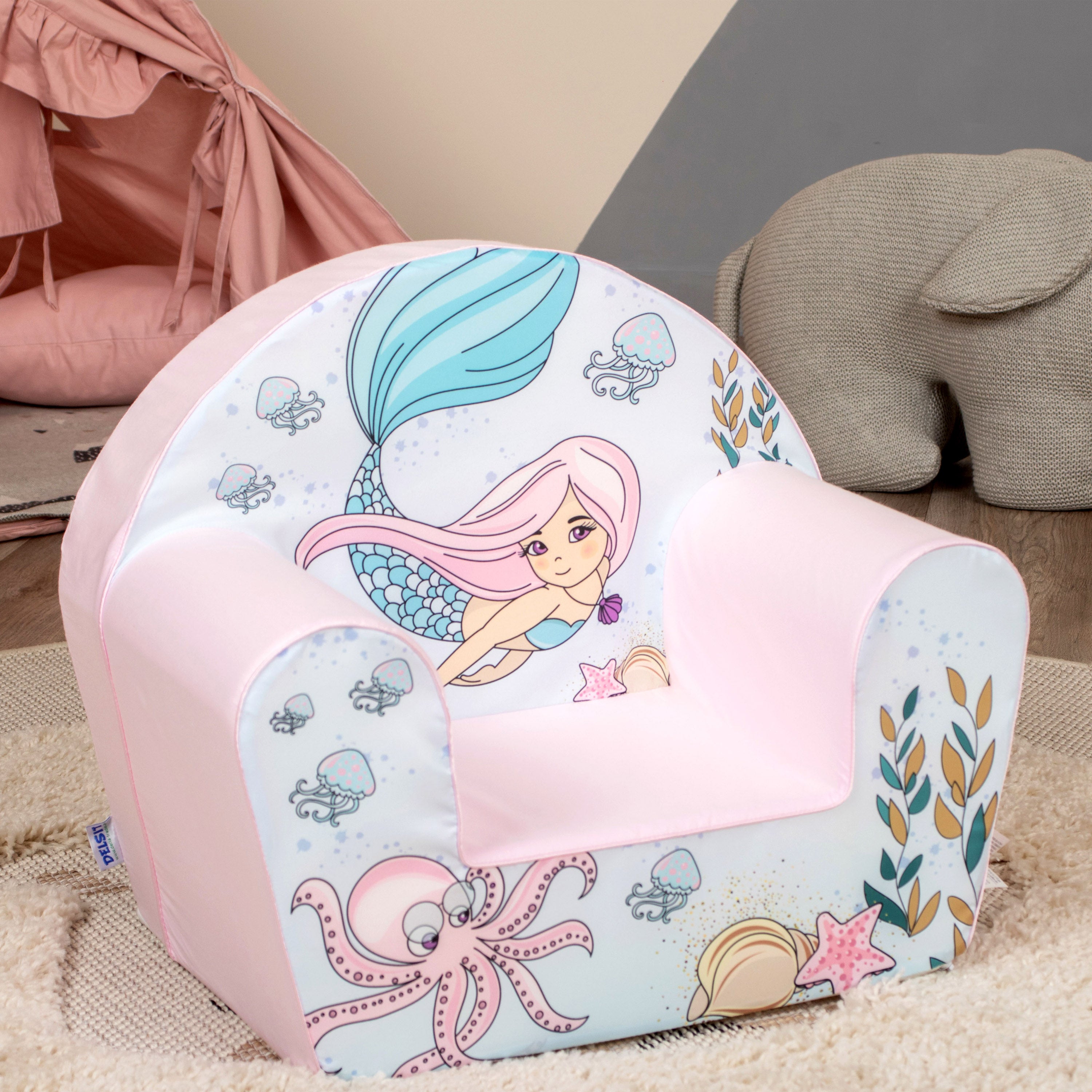 DELSIT Toddler Chair & Kids Armchair - Pink Mermaid
