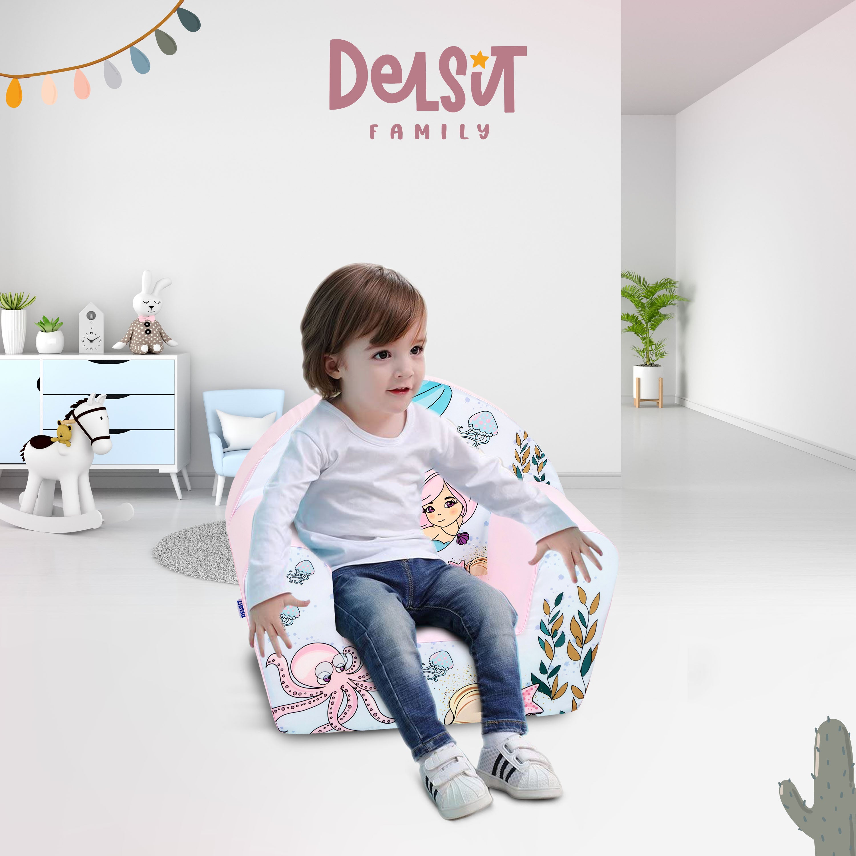 DELSIT Toddler Chair & Kids Armchair - Pink Mermaid