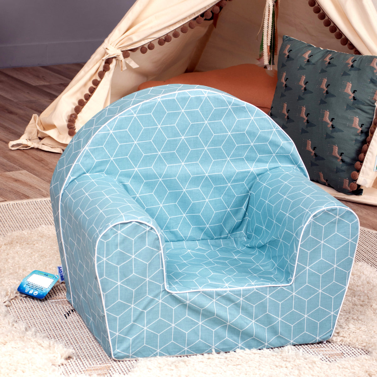 DELSIT Toddler Chair & Kids Armchair - Mint Cubes