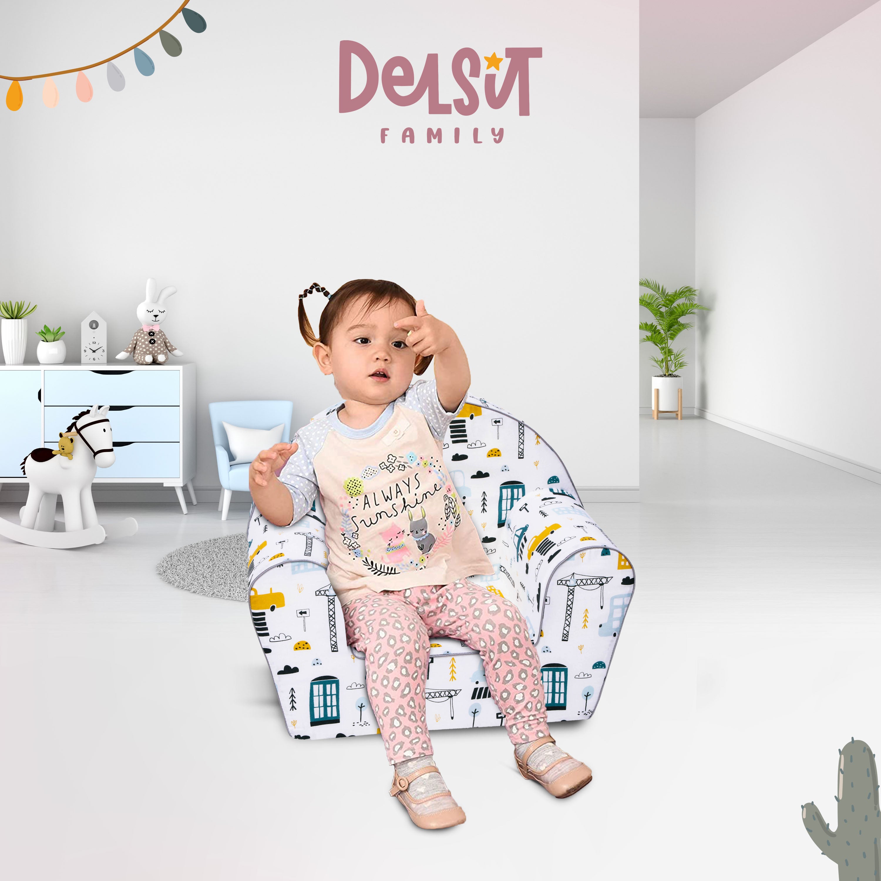 DELSIT Toddler Chair & Kids Armchair - Busy Street