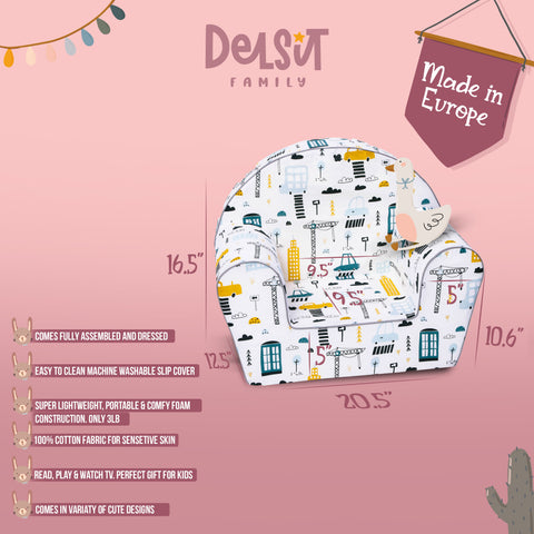 DELSIT Toddler Chair & Kids Armchair - Busy Street
